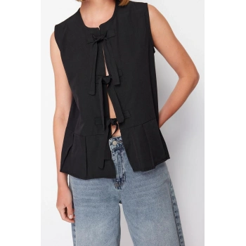 Moda Bisiklet Yaka Dokuma Regular Düz Desen Casual Günlük Regular Askılı Kol Bluz