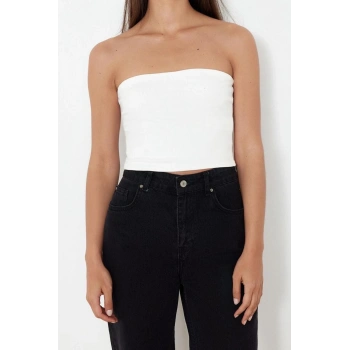 Moda Straplez Örme Regular Düz Desen Casual Günlük Regular Kolsuz Bluz