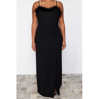 Moda Fit Düğün Nikah Finike Dokuma Straplez Kolsuz Kol Shift Maxi Boy Büyük Beden Elbise