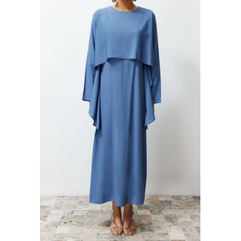 Moda Regular Casual Günlük Terryviskon Dokuma Bisiklet Yaka Uzun Kol Basic Maxi Boy Tesettür Elbise