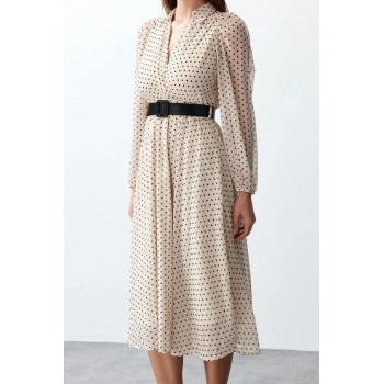 Moda Regular Gündüz Gece Şifon Dokuma Kruvaze Uzun Kol Skater Maxi Boy Elbise