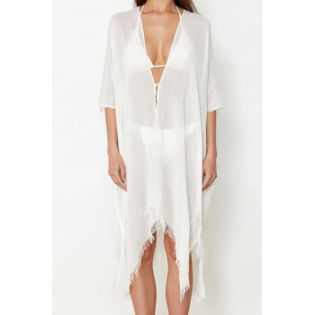 Moda Dokuma Rahat Kalıp Standart V Yaka Standart Kol Aerobin Basic Düz Desen Kimono Kaftan