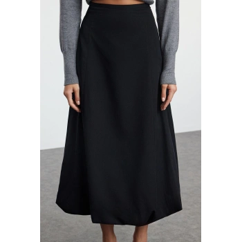 Moda Regular Düz Desen Günlük Maxi Boy Basic Etek Ucu Balon Maxi Boy Dokuma Etek