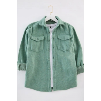 Şık Ekose Kareli Desen Gömlek Yaka Regular Fit Cepli Oduncu Kışlık Dokuma Erkek Gömlek