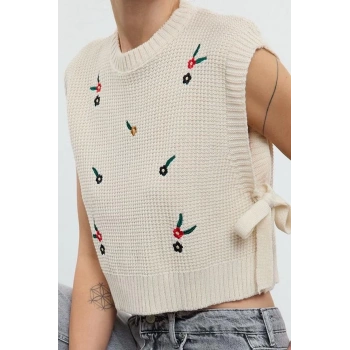 Stil Modern Kadın Regular Standart Kol Bisiklet Yaka İşlemeli Triko Süveter