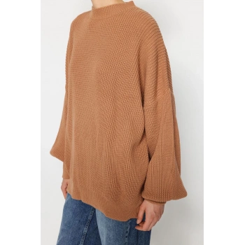 Kadın Modern Tarz Rahat Uzun Bisiklet Yaka Düz Kol Regular Triko Kazak