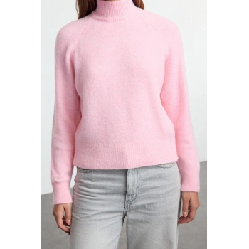 Stil Modern Kadın Regular Reglan Kol Dik Yaka Yünlü Triko Kazak