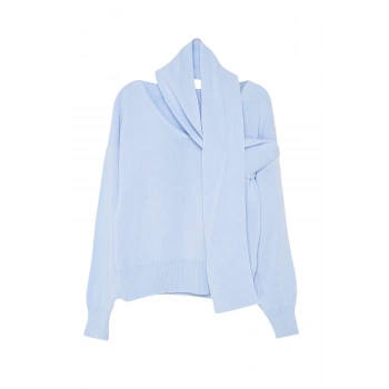 Stil Modern Kadın Regular Standart Kol V Yaka Atkılı Triko Kazak