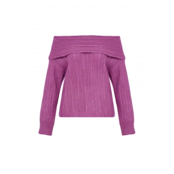 Stil Modern Kadın Regular Standart Kol Carmen Yaka Yumuşak Dokulu Triko Kazak