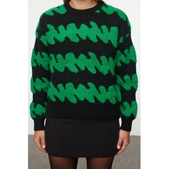 Stil Modern Kadın Regular Standart Kol Bisiklet Yaka Yumuşak Dokulu Renk Bloklu Triko Kazak