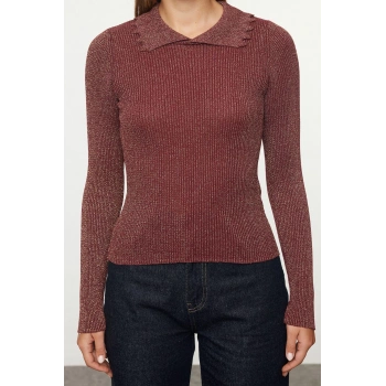 Stil Modern Kadın Regular Standart Kol Polo Yaka Fitilli Triko Kazak