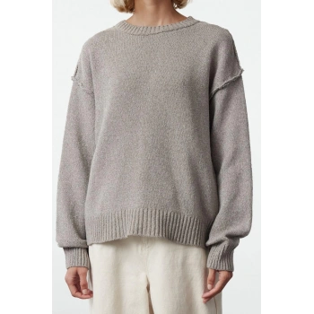 Stil Modern Kadın Regular Standart Kol Bisiklet Yaka Geniş Kalıp Basic Triko Kazak