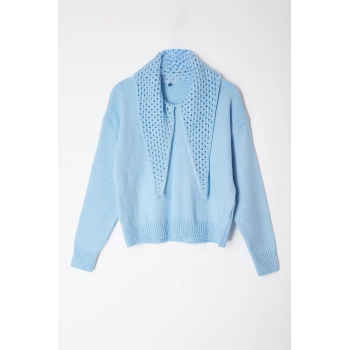 Stil Modern Kadın Regular Standart Kol Bisiklet Yaka Geniş Kalıp Yumuşak Ajurlu Delikli Triko Kazak