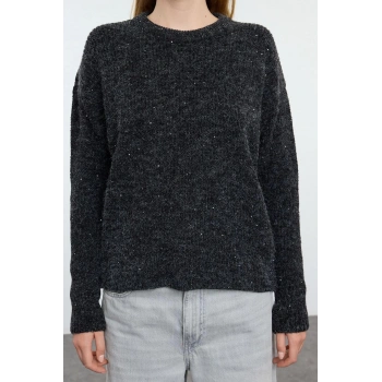 Stil Modern Kadın Standart Kol Bisiklet Yaka Payetli Yumuşak Dokulu Triko Kazak