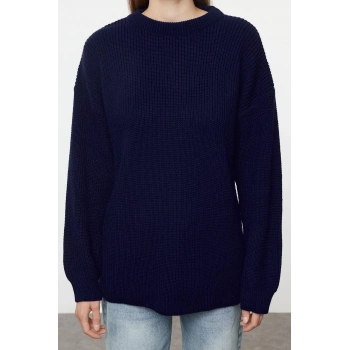 Stil Modern Kadın Regular Standart Kol Bisiklet Yaka Geniş Kalıp Fitilli Triko Kazak