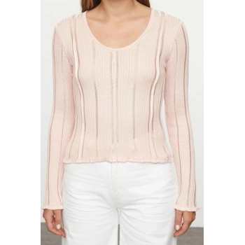 Stil Modern Kadın Regular Standart Kol V Yaka Premium Kalite Örgü Detaylı Triko Kazak