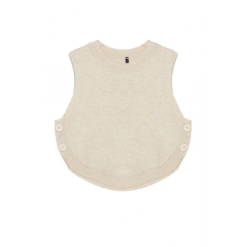 Stil Modern Kadın Crop Standart Kol Bisiklet Yaka Yumuşak Dokulu Düğmeli Triko Süveter