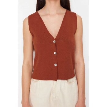 Moda V Yaka Triko Regular Düz Desen Casual Günlük Regular Kolsuz Bluz