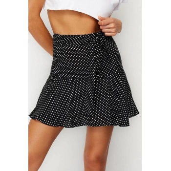 Moda Dokuma Yüksek Bel Geniş Paça Gündelik Çok Renkli Çiçek Desenli Viskon Dokuma Şort Etek