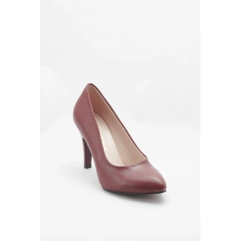 Kadın Moda Şık Bordo Klasik Topuklu Ayakkabı Topuklu Düğün Nişan Gece Abiye Ayakkabısı