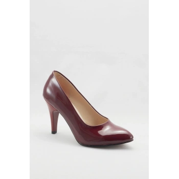 Kadın Moda Şık Bordo Klasik Topuklu Ayakkabı Topuklu Düğün Nişan Gece Abiye Ayakkabısı