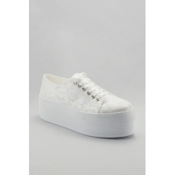 Kadın Moda Şık Beyaz Dolgu Topuklu Ayakkabı Topuklu Düğün Nişan Gece Abiye Ayakkabısı