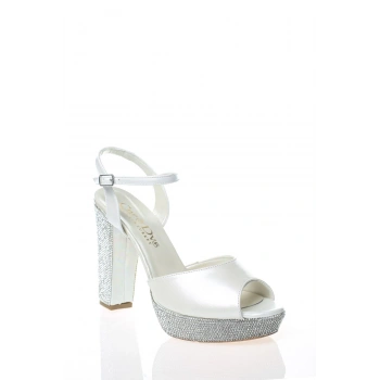 Kadın Moda Şık Beyaz Topuklu Zarif Tasarım Yüksek Topuk Düğün Nişan Gece Abiye Ayakkabısı