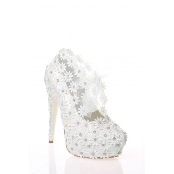 Kadın Moda Şık Sedef Inci Taş Işlemeli Gelin Ayakkabı Topuklu Düğün Nişan Gece Abiye Ayakkabısı