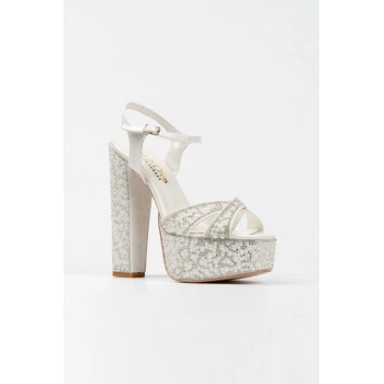 Gold Ayna Full Inci Taşlı Klasik Köşe Kalıplı Kalın Topuklu Kadın Abiye Ayakkabı Kadın Topuklu Şık