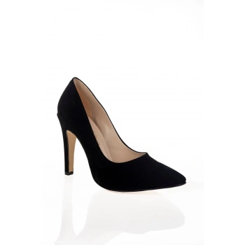 Siyah Süet Aynalı Stiletto Topuklu Kadın Klasik Ayakkabı Kadın Topuklu Abiye Ayakkabı Şık