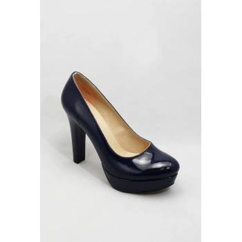 Lacivert Kadın Klasik Topuklu Ayakkabı Kadın Topuklu Abiye Ayakkabı Şık Gece Ayakkabısı