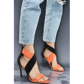 Kadın Moda İnce Topuklu Tasarım Bantlı Topuklu Ayakkabı Şık ve Zarif Abiye Ayakkabı