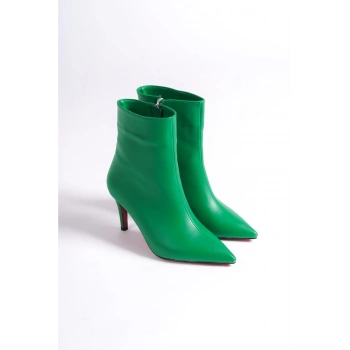 Kadın Moda Kısa Topuklu Sivri Burun Bot Şık ve Zarif Abiye Ayakkabı