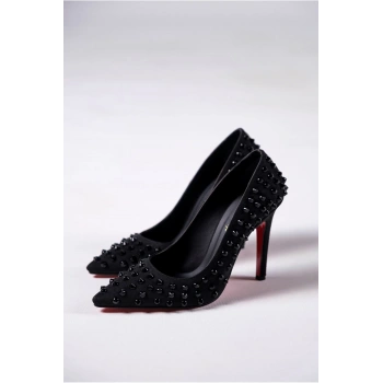 Kadın Moda Zımbalı Yüksek Topuklu Ayakkabı Şık ve Zarif Abiye Ayakkabı