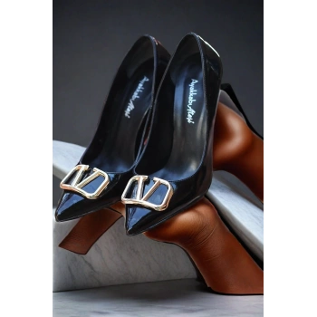 Kadın Moda V Toka Detay İnce Topuklu Stiletto Şık ve Zarif Abiye Ayakkabı