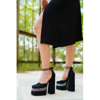 Kadın Moda Çift Platform Taşlı Tasarım Ayakkabı Vivos Şık ve Zarif Abiye Ayakkabı