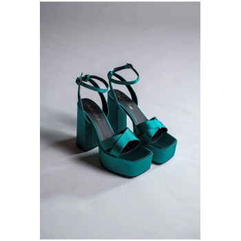 Stil Modern Kadın Tasarım Platform Kalın Topuklu Ayakkabı Özel Tasarım Gündüz Gece Abiye Ayakkabı