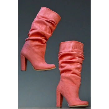 Kadın Moda Kalın Topuk Körüklü Kısa Çizme Şık Tasarım