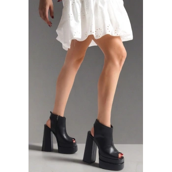 Stil Modern Kadın Açık Burunlu Yüksek Platform Ayakkabı Özel Tasarım Gündüz Gece Abiye Ayakkabı