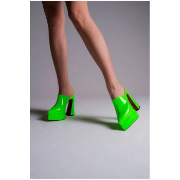 Stil Modern Kadın Çift Platform Burnu Kapalı Yüksek Topuklu Terlik Gündüz Gece Abiye Ayakkabı