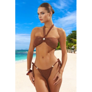 Straplez Simli Bikini Takımı Plaj Ve Havuz İçin Yaz Koleksiyonu Ergonomik Kesim Yüksek Konfor