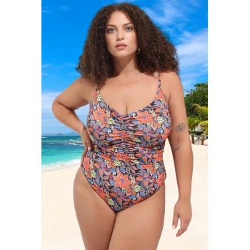 Konforlu Desenli Rahat Kesim Büyük Beden Mayo Su Sporları İçin Özel Tasarım Klora Dayanıklı