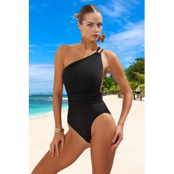 Drape Tek Omuz Mayo Banyo Kıyafeti Ergonomik Kesim Su Sporları İçin Yaz Koleksiyonu