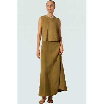 100 Keten Dokuma Kumaştan Üretilen Renk Regular Crop Bluz Mükemmel Uyum Zarifane Tasarım