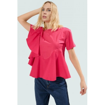 100 Pamuk Regular Bisiklet Yaka Örme Bluz Kadın Yazlık Yüksek Kalite Günlük Kullanım İçin