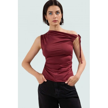 100% Polyester Micro Dokuma Bluz Asimetrik Yaka Fitted Kalıp Yazlık ve Rahat Mükemmel Uyum