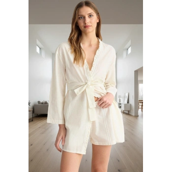 3lü Rahat Pijama Takımı %100 Pamuk Renk Fırfırlı Detay Dayanıklı Malzeme Kullanım