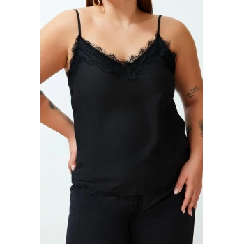 Moda Büyük Beden V Yaka Dokuma Regular Düz Desen Casual Günlük Regular Askılı Kol Bluz