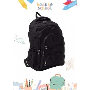 Unisex Çocuk Okul Çantası Siyah Düz Desen Okul Sırt Çantası