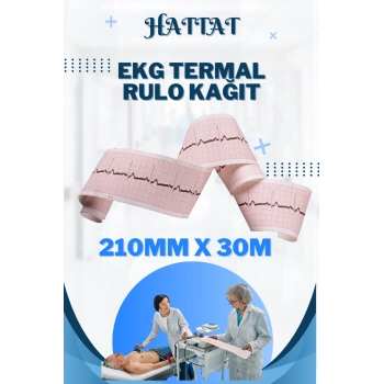 90 Adet Rulo Ekg Ecg 210mmx30metre Tam Metrajlı Yüksek Kaliteli Hassas Karelajlı Rulo Termal Kağıt